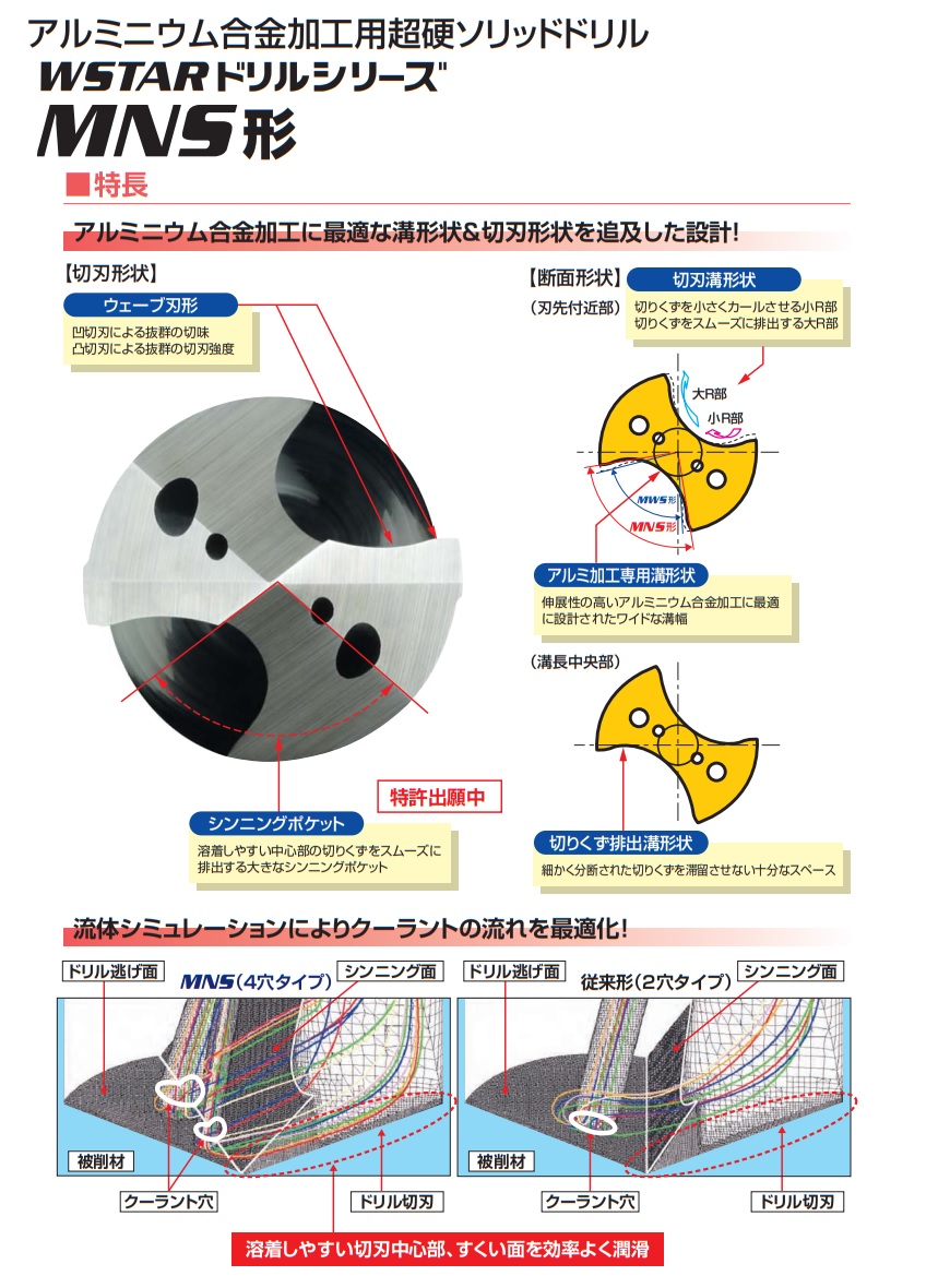 三菱マテリアル/MITSUBISHI WSTARドリル （アルミニウム合金加工用/超