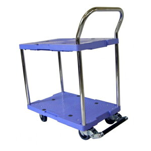 【直送品】 ナンシン 静音樹脂製台車 サイレントマスター DSK-104B (フットブレーキ付・2段式)