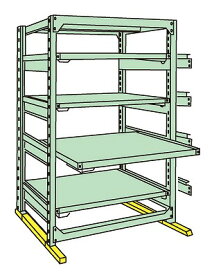 【直送品】 サカエ 中量スライドラック（5段：スライド4段・単体タイプ） MSR-1812L05T (186429) 【特大・送料別】