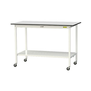 【ポイント10倍】【直送品】 山金工業 ワークテーブル150シリーズ 移動式 全面棚板付 RoHS2指令対応 塩ビシート天板 SURHC-1575TT-GYW 【大型】