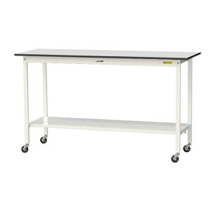 【直送品】 山金工業 ワークテーブル150シリーズ 移動式 全面棚板付 RoHS2指令対応 塩ビシート天板 SURHC-1860TT-GYW 【大型】