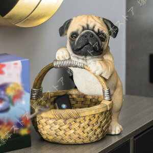 樹脂パグ キー 玄関収納ボックス 犬の像の置物 彫刻ジュエリー バレットトレイ 樹脂製品 キー収納 鍵置き 物収納 卓上置物 収納トレイ 動物像 彫刻装飾