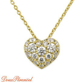 【中古】 K18 チャー CHAR ネックレス ハート ダイヤモンド 0.64ct 46cm YG 18金 イエローゴールド ダイヤ 0.5ct 0.5カラット 0.5キャラット ダイヤネックレス ダイヤモンドネックレス hearts diamond necklace 【返品可】