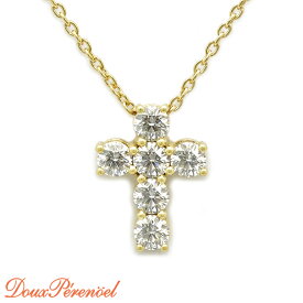 【中古】 ギメル ネックレス 40cm K18 YG ダイヤモンド0.607ct GIMEL クロス ペンダント 18金 十字架 レディース ダイヤネックレス crosses diamond necklace 【返品可】