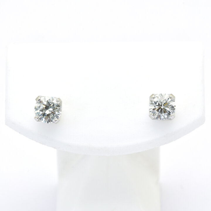 楽天市場】【合計0.8ct/F/VVS/VG】 Pt900 一粒ダイヤ ピアス 4本爪 両 