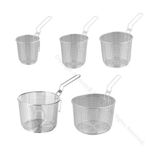 ステンレススチール製 フライバスケット ふるい ディープフライバスケット フライヤー用ストレーナー チップス用ミニフライバスケット フード対応フライドバスケット 麺用ストレーナー付