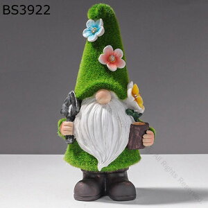 ガーデンオーナメント フロッキング小人 ガーデンオブジェ ソーラーライト付き 置物 ドワーフ 精霊 小彫像 可愛い 庭用オーナメント 樹脂製防水置物 耐久性抜群 園芸用品 アウトドア用 出