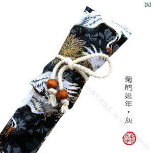 横笛 袋 ケース 和柄 おしゃれ 鶴 犬 水墨画 防塵 尺八 竹笛 保護カバー 持ち運び 収納に便利 携帯用 保存 耐摩耗性 紐付き D E調 楽器用アクセサリー
