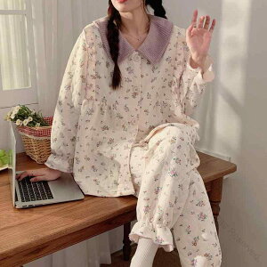 パジャマ マタニティ レディース 授乳服 サイドファスナー付き 厚手 保温 空気綿 ゆったり 大きいサイズ 秋冬 長袖 長ズボン 上下セット ルームウェア かわいい ドールカラー 快適着心地で