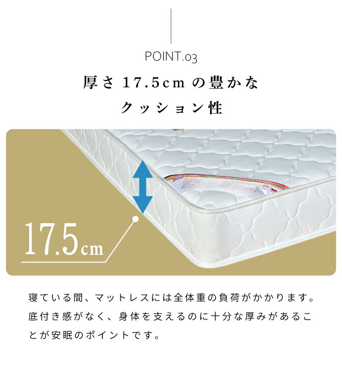 楽天市場】ダブル 厚み17.5cm シンプル 快適 ベッドマットレス ダブル  