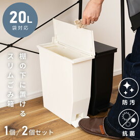 ごみ箱 13リットル 1個 2個 セット ペダル式 ゴミ箱 おしゃれ 13L 分別 屋外 スリム キッチン ダストボックス 蓋つき 蓋付き ふた フタ インテリア 抗菌 防汚 黒 白 キャスター リビング 超スリム スリム 棚下 上 ラック