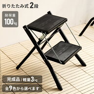 脚立 2段 折りたたみ 踏み台 耐荷重100kg 昇降台 省スペース ステップ台 エアコン 椅子 イス チェア 屋外…