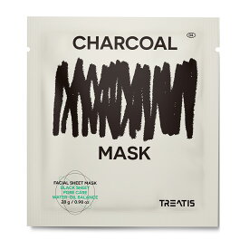 リニューアル/韓国美容皮膚科ブランド[Treatis] Charcoal Black MASK PACK 10枚入/チャコールブラックマスクパック/シートマスク/毛穴管理/ドクターズコスメ
