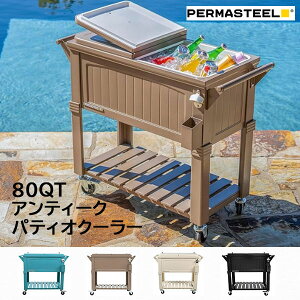 y񂹁z80QT AeB[N peBI N[[ N[[ zC[ nht[ON[ e Permasteel 80Qt Antique Patio Cooler for Outside | Outdoor Beverage Cooler Bar Cart Rolling Cooler w