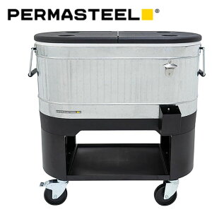 y񂹁zPermasteel 120-Qt Outdoor Patio Cooler with Wheels and Handles, Galvanized Steel p[}X`[ 120-QT OpeBIN[[ zC[ƃnht 113L N[[J[g N[[{bNX 