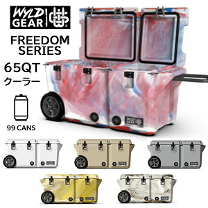 【お取り寄せ】12週〜16週間後入荷予定 ワイルドギア キャスター付き 65QT クーラーボックス 容量約62L 2コンパートメント 特許取得 大型車輪 移動が楽々 テーブル代わり 栓抜き ドレインポー
