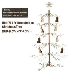 ★在庫有り★ 錬鉄製 クリスマスツリー クリスマスプレゼント 輸入インテリア ディスプレイスタンド ホルダー インテリア HOHIYA 7 Ft Wrought Iron Christmas Tree オールシーズン ゴールド 高級 ゴージャス プレミアム ツリー スター付き 調節可能 プレゼント