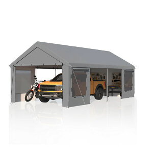y񂹁zwr[f[eB|[^uOK[WJ[|[g [AbvEBhE C TChhA O\ȃTChEH[t Erommy12'x 24' Heavy Duty Portable Outdoor Garage Carpor