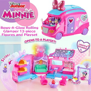 ŒZ14ł͂fBYj[ WjA ~j[}EX {EY A O[ [O Op[ tBMA vCZbg Disney Junior Minnie Mouse Bows-A-Glow Rolling Glamper 13-piece Figures and Playset 