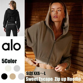 ★ ALO Yoga ★スウィートエスケープジップアップパーカー 正規品アメリカから直輸入 アロー 公式 ベストセラー パーカートレンド レディース ファッション クロップドフィット 海外セレブ アメリカ ノーカラー シンプル 可愛い トップス Sweet Escape Zip Up Hoodie