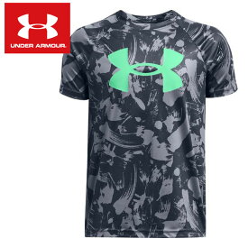 【即日発送】【メール便送料無料】【2024年春夏モデル】【アンダーアーマー　UNDER ARMOUR】【ウェア】 ジュニア用 半袖Tシャツ 子供 こども 小学生 ビッグロゴ スポーツ 運動 普段着 1363278 (009) ブラック/ホワイト [ten][240426]