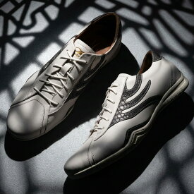 ドラゴンベアード【公式ショップ】【DB CLASSIC 72sn WHT/GRY】レザースニーカー ハンドメイド 本革 復刻 大人のファッション ロングノーズ ファッション メンズシューズ 蛇柄 クラシック カジュアル 父の日