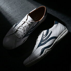 ドラゴンベアード【公式ショップ】【DB CLASSIC 72sn WHT/NVY】レザースニーカー ハンドメイド 本革 復刻 大人のファッション ロングノーズ ファッション メンズシューズ 蛇柄 クラシック カジュアル 父の日