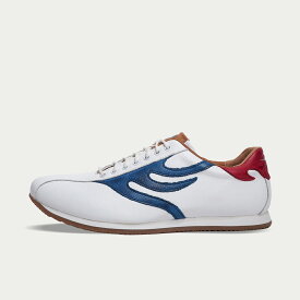 ドラゴンベアード【公式ショップ】【DB CLASSIC 91D WHT/NAVY】スニーカー ハンドメイド 本革 スマート ロングノーズ ファッション 80s クラシック モード 大人カジュアル 薄いソール レトロランニング 父の日