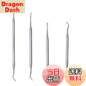 【送料無料】爪垢取り ステンレス製 爪リフター 爪やすり ゾンデ 甘皮処理 巻き爪 厚い爪 足 爪ケア フットケア ネイルケア 4点セット