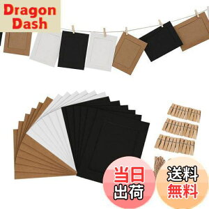 【送料無料】フォトフレーム 30枚セット ピクチャーフレーム 紙製 ペーパー 写真フレーム 写真ガーランド クリップと紐付き 壁掛け 展示ピクチャー 写真立て 写真飾り