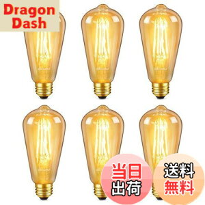 �y���������zDiCUNO LED�d�� E26���� 60W�`���� �d���F �G�W�\���d�� 6W 600lm 2700K �t�B�������g�d�� ���F ���g�� �S���� ST64 �������Ή� 6��