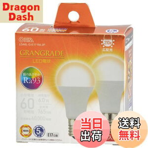 【送料無料】オーム電機 LED電球小形 E17 60形相当/60W相当 電球色 Ra93高演色 密閉器具対応 断熱材施工器具対応 ミニクリプトン形 2個入 LDA6L-G-E17 RA 2P 06-5566 OHM
