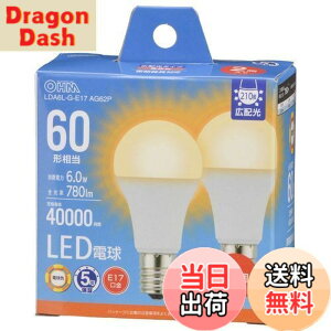 �y���������z�I�[��(OHM) �d�@ LED�d�����` E17 60�`����/60W���� �d���F �����Ή� �f�M�ގ{�H���Ή� �~�j�N���v�g���` 2�� LDA6L-G-E17 AG62P 06-5548