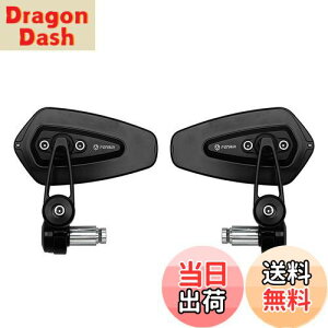 【送料無料】FENRIR ブラック オートバイ バイク バーエンドミラー バイク ミラー レトロ CNC アルミ にとって M6/M8 ネジ / ハンドルバー内径13-19MM 防眩 まぶしさを防ぐ 広角 曲面率 R1200 にとっ