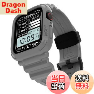�y���������z[elkson] �A�b�v���E�H�b�` �o���h Apple Watch 45mm 44mm �o���p�[�P�[�X�t�� ���ȃ����Y�o���h Apple Watch SE iWatch Series 9 8 7 6 5 4�p, Quattro Pro Series �X�|�[�c�~���^���[�ی�P�[�X �v���e
