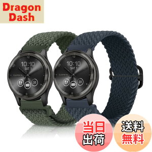 �y���������z[LanQii] 20mm �o���h Garmin Vivoactive 6 / 5 / 3 /Garmin Forerunner 165 /165 Music /245/645 /vivomove Trend/Venu Sq 2/Sq 2 music/Sq Music/Venu 2 Plus/Sport �Ή� �i�C���� �o���h �҂ݍ��� �F�F�l�C�r�[�u���[/�^�[