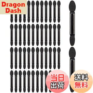 【送料無料】harukita アイシャドウブラシ 50本入り メイクブラシ アイシャドウチップ 化粧ツール スポンジチップ 使い捨て 携帯用 ブラック