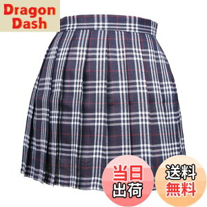 【送料無料】Blostirno プリーツスカート チェック柄 ミニ スクールスカート ハイウェスト ひざ丈 制服 女子高校生 ブルー(JP0061BL-L)