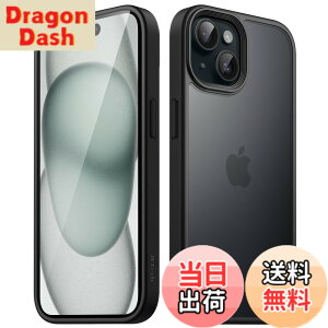�y���������zJETech �}�b�g�P�[�X iPhone 15 Plus 6.7�C���`�p �ϏՌ����~���^���[�O���[�h�̗����h�~ ������̔������̔w�ʓd�b�J�o�[ �w��h�~ (�u���b�N)