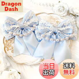 【送料無料】リボンクリップ vol.5 2個セット 色：水色