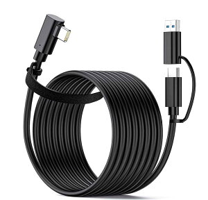 �y���������zUSB-C/A VR�Ή� �P�[�u�� PD�Ή�60W/3A�}���[�d �y5m�EL�^ VR 4K@60Hz�f���o�� USB3.2Gen1�W�� 5Gbps�f�[�^�]���zType-C�@��Ή� E-Marker Oculus Quest 2 / Quest 1 / Rift S/VR�Ή� (5M)