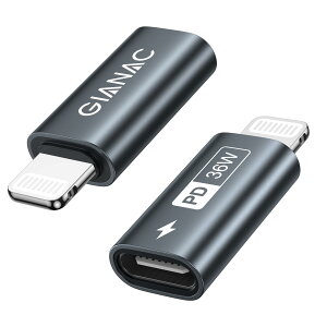�y���������zGIANAC USB C - ���C�g�j���O�A�_�v�^ 36W (2�Z�b�g), typec lightning �ϊ� 36W �}���[�d �����f�[�^�]��(�m�[�gPC�Ԃ̂ݑΉ�), iPhone 14 13 12 11 Pro Max, iPad Pro/Air 5/Mini 6�Ȃ�iOS�@��Ή��I�[�f