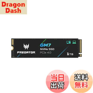 �y���������zAcer Predator M.2 SSD GM7 NVMe2.0 2280 PCIe Gen4x4 ������(�ő�ǂݎ��F7400MB/s�A�ő发�����݁F6500MB/s) ����SSD ���ϋv 3D NAND TLC PS5/PS5 Pro����m�F�ς� ���[�J�[5�N �T�C�Y�F1TB