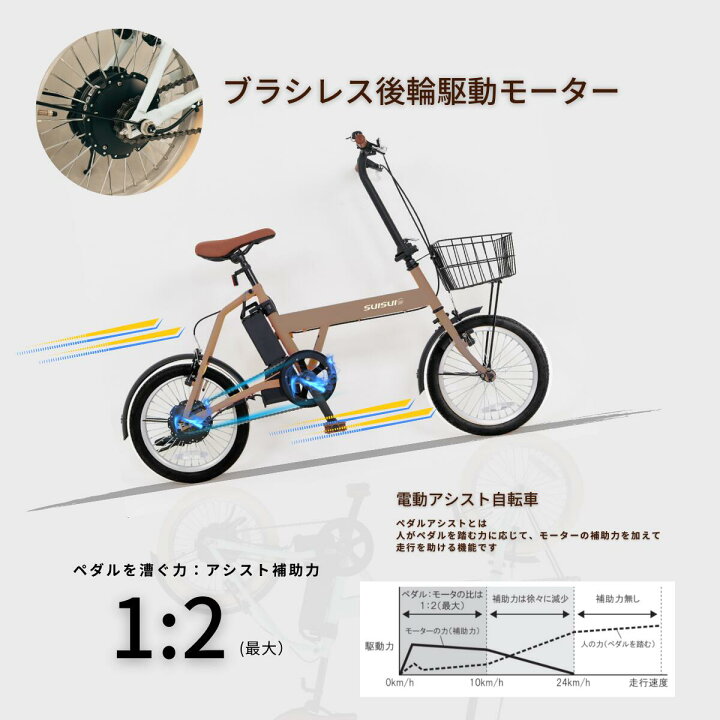 楽天市場】【最短当時出荷】16インチ電動自転車 チョイノリ電動 