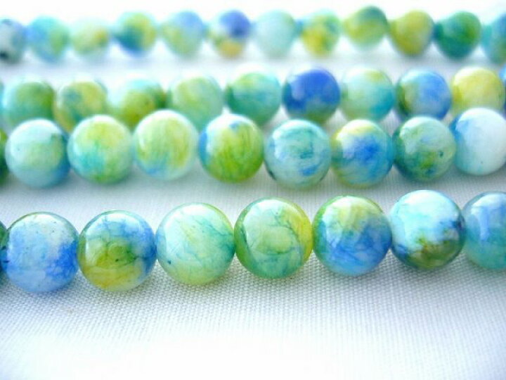 楽天市場】ビーズクラブ キャンディジェイド ラウンド 青黄 6mm  