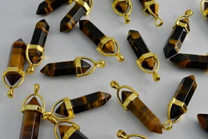 ビーズクラブ タイガーアイ ペンダントトップ 金 金具付 33mm 1個 パワーストーン 天然石