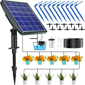 ソーラー 自動水やり器 自動給水器 ソーラー エアーポンプ 水やり 自動 水やり器 植物 自動 散水タイマー 10鉢対応可能 給水システムタイマー装置 留守 盆栽 庭園 花植 木鉢 ガーデニング 10mホース付き 日本語取扱説明書付き