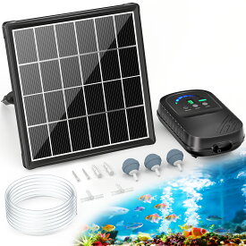 ソーラーエアーポンプ 太陽光発電 屋外専用 大容量バッテリー内蔵 3モード切替可能 酸素供給機 アクアリウム ビオトープ 池 メダカ 金魚 熱帯魚 停電時緊急用 電源不要 コードレス 防水設計