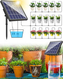 【電源・水道不要】 ソーラー 自動 灌水器 水やり器 観葉植物 ベランダ 水やり タイマー 自動散水 自動水やり機 自動水やり 自動給水器 水やりタイマー 充電式 ポンプ 鉢植え プランター 家庭菜園 キット 農業 水撒き 畑 散水 屋外 植物 花 園芸 鉢（15鉢対応）