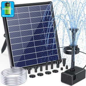ソーラーポンプ 屋外 ソーラー 噴水ポンプ ソーラー水中ポンプ 7.5W ソーラーパネル 太陽光充電 3000mAh内蔵バッテリー チューブ付き場合に蓄電不可 酸素供給 水循環 ウォーターポンプ 夜間使